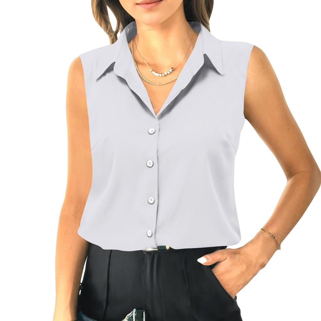 Женский летний свободный топ без рукавов с воротником-стойкой