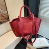 Solid Color Simple Pu Leather Women Casual Tote Bag For Daily And Commuting