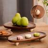 High-Footed Premium Acacia Wood Serving Tray With Feet Irregular Shaped Storage Organizer For Fruits & Snacks Ideal For Home Use