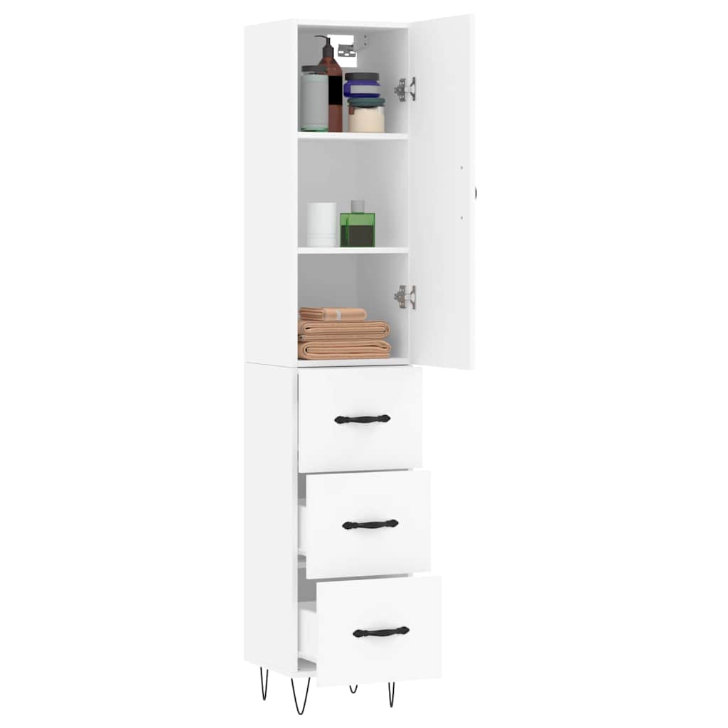 Highboard White 34.5x34x180 cm Particleboard