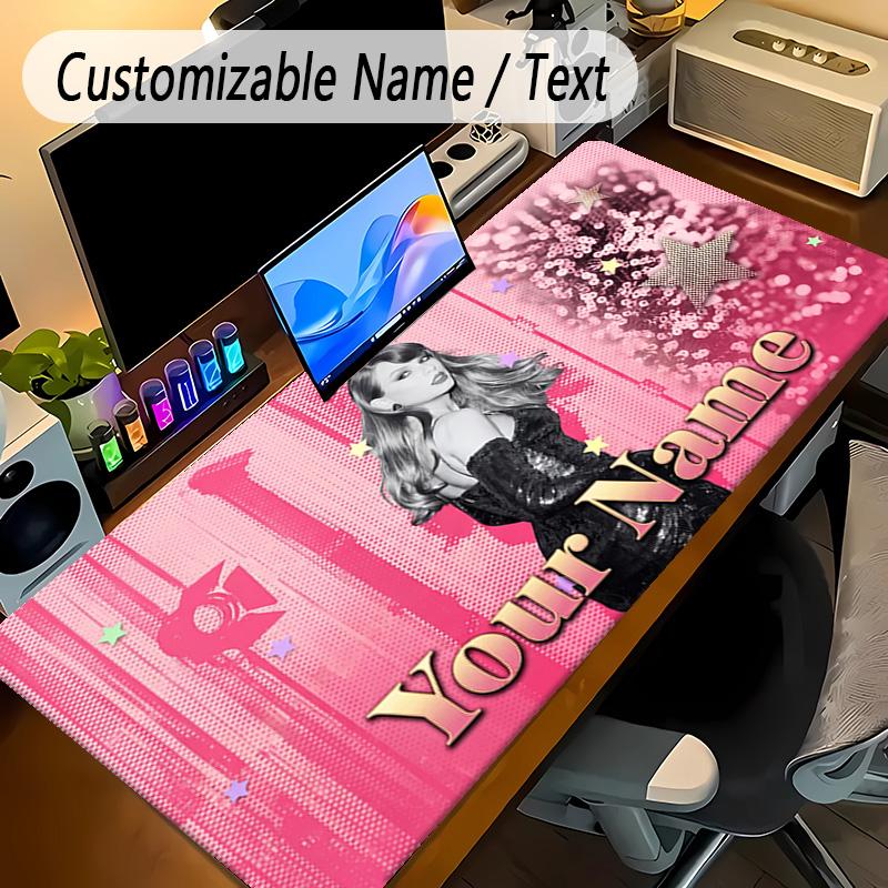 Large Mouse PadTaylor Swift Custom Name Text Personalized Desk Mat Non Slip Gaming Pad