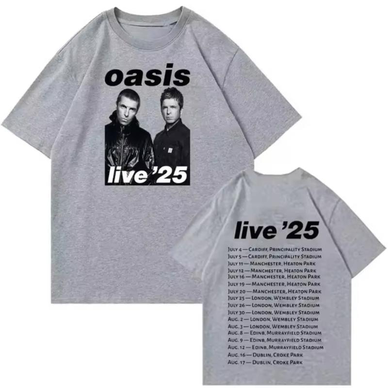 Футболки Oasis Live 25 Tour Женские Летние Повседневные С Круглым Вырезом С Коротким Рукавом Футболки Подарок для Фанатов Одежда Для Мальчиков Девочек Оверсайз Одежда 2025 Y2K