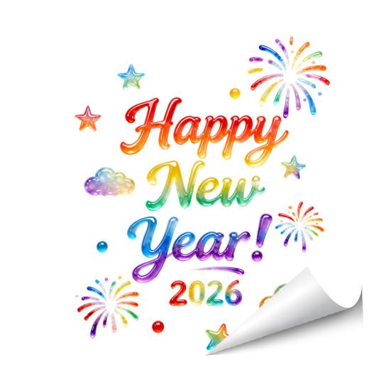 1/2 листа Наклейка на окно к Новому 2026 году Съемная Водонепроницаемая Статическая Наклейка на стекло С Новым годом Праздничное Фестивальное Украшение Декаль