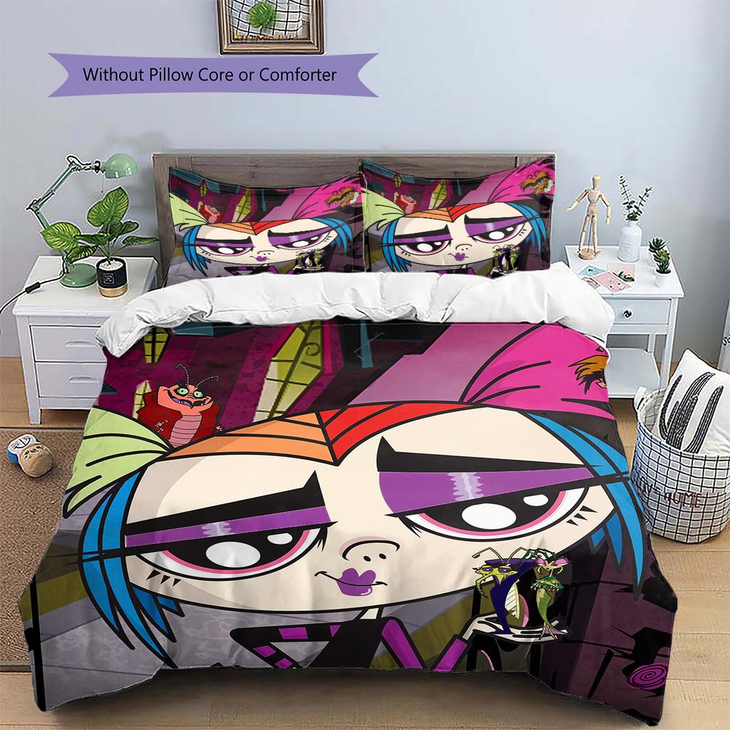 Little Bug Girl Pattern Bedding Quilt Set Home Decoration Gift (1 * duvet cover + 2 * pillowcase without core)