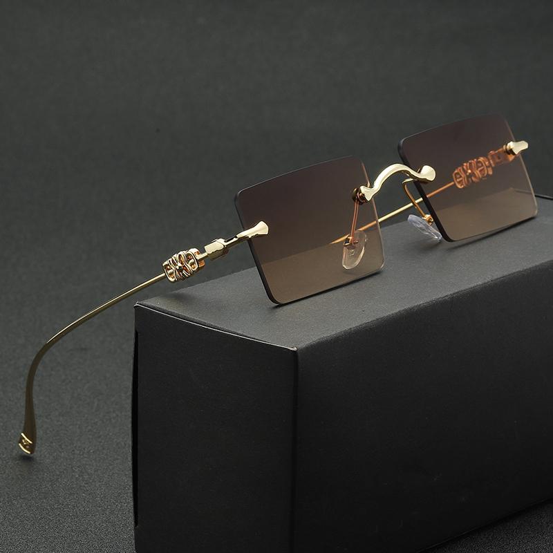 Fashion Square Rimless Women Sunglasses Mirror Classic Vintage Metal Frame Eyewear Men Female Luxury Sun Glasses Uv400