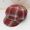 New plaid octagonal beret women's autumn and winter retro British newsboy hat showing face little painter hat cap