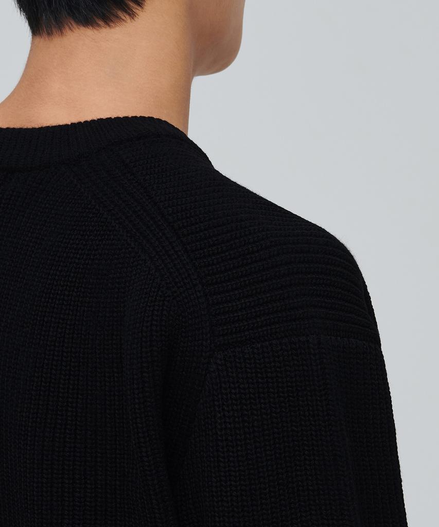 MUSINSA STANDARD Lambswool Ribbed V-Neck Knit [Black]