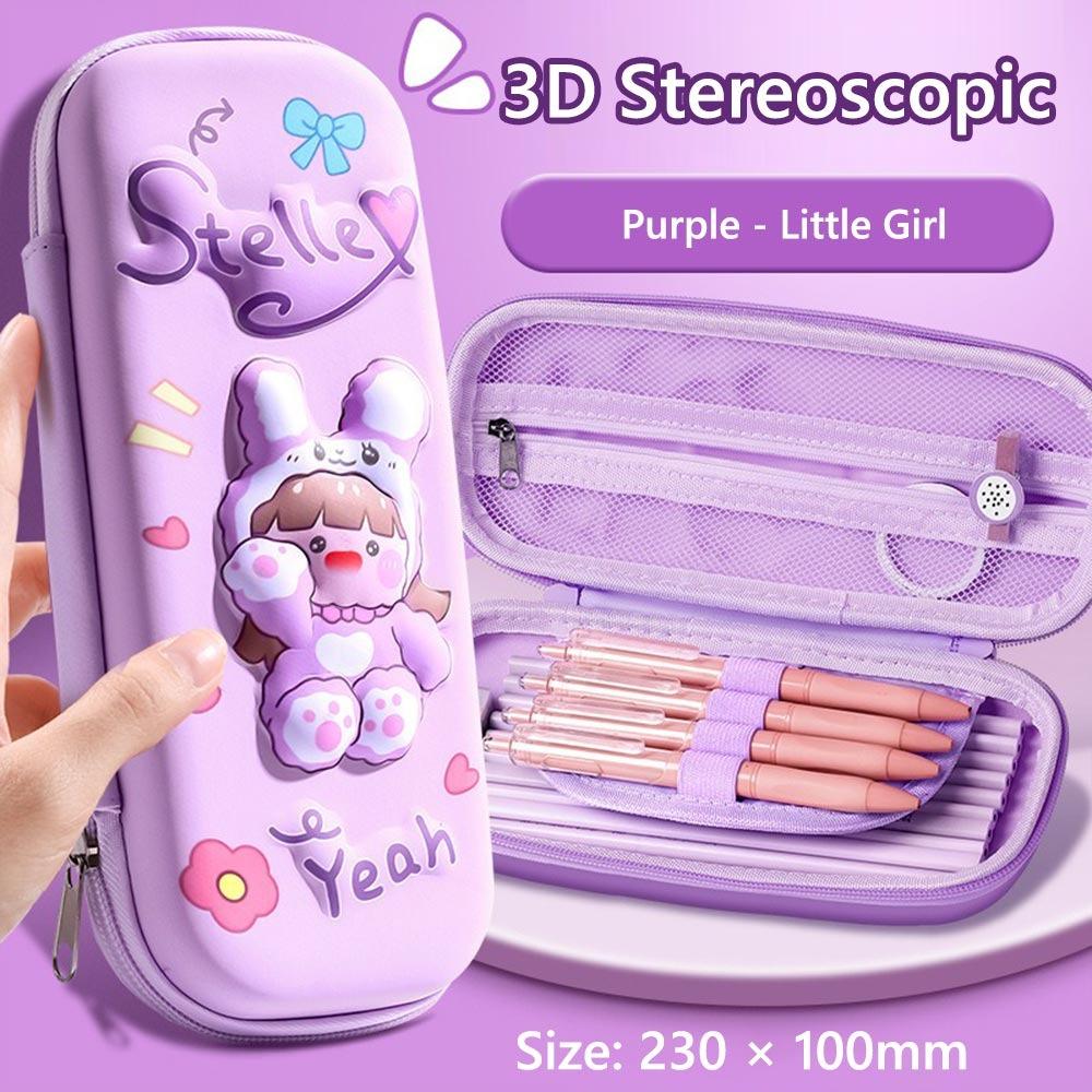 Large Capacity Pencil Case Drop Resistant Capybara/Panda/Astronaut Stationery Box Waterproof Multi-functional