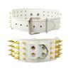 Wide Spikes Studded Leather Pet Dog Collar, Large Breeds, Pitbull, Doberman, M, L, XL Sizes, 3 Inch