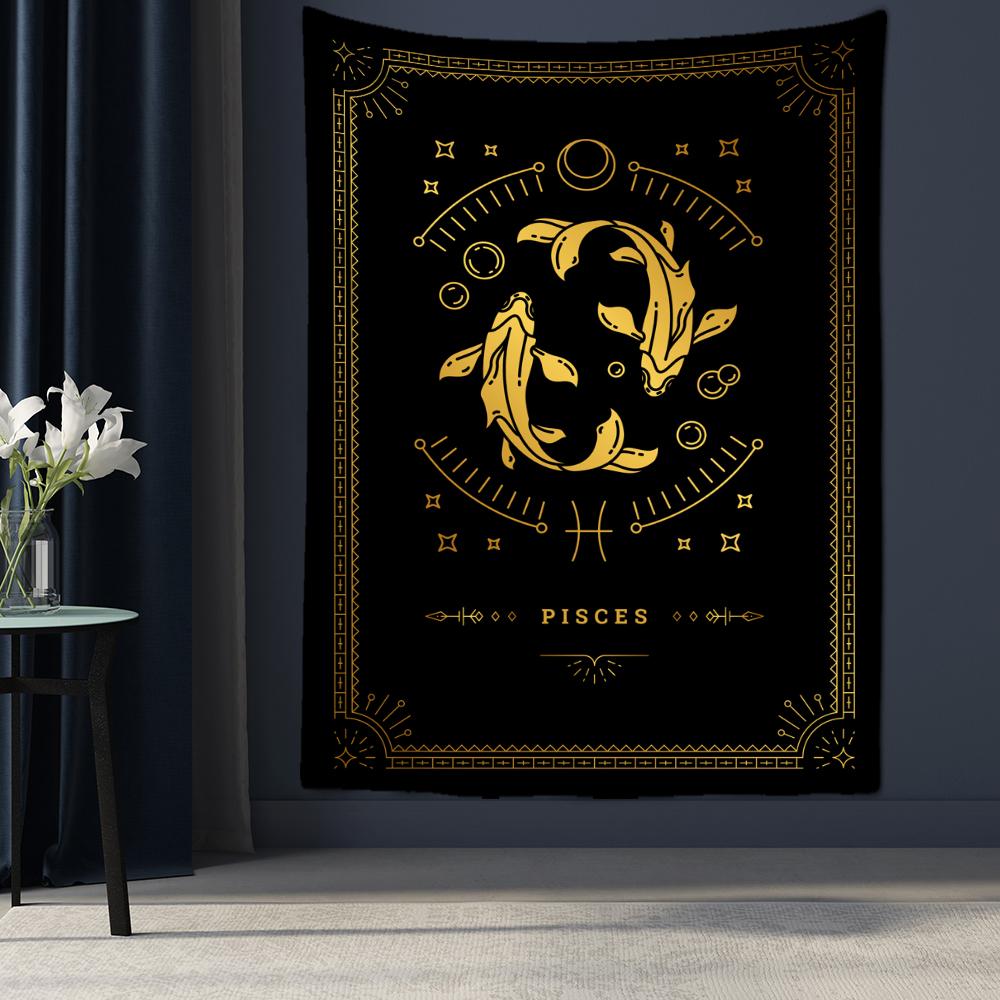 Черно-белый гобелен созвездия Таро, настенный Гобелен, научная фантастика, психоделическая магия, богемный хиппи, домашний декор