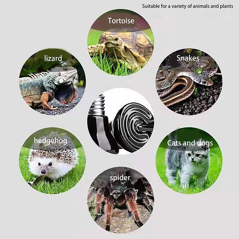 1 шт. 220-240 В Лампа инфракрасного обогрева Черная керамическая E27 Обогревательная лампа для питомцев Брудер Цыплята Черепаха Ящерица Рептилия Свет 20-80 Вт