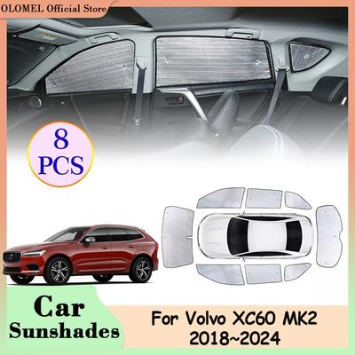 Для Volvo XC60 MK2 2018~2025 Автомобильные солнцезащитные козырьки Полное покрытие Лобовое стекло Солнцезащитные козырьки Шторки Задние боковые стекла Анти-УФ накладки Аксессуары