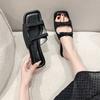 Плоские тапочки женские сандалии с квадратным носком пляжная обувь летние тапочки с открытым носком 2024 роскошные дизайнерские сандалии с открытой пяткой