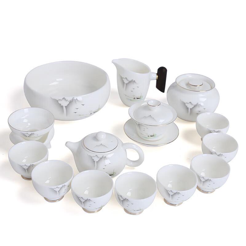 Chaxun White Porcelain Mutton Fat Jade Tea Set