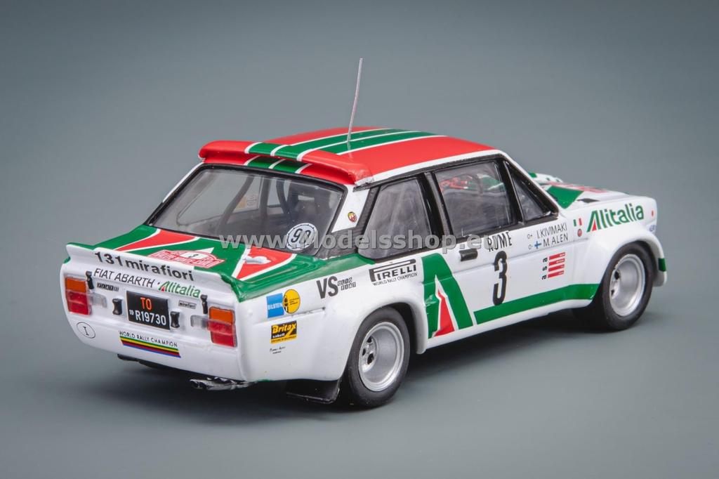 IXO Fiat 131 Abarth Diecast Model 1/43 Monte Carlo Rally 1979 #3 M. Alen/I. Kivimak Ready-to-Display Diecast RAC446A