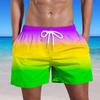 Мужские летние плавки, быстросохнущие шорты с карманами и пляжные шорты с градиентным принтом