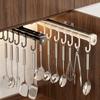 Carbon Steels Under Cabinet Utensil Rack Wall Mounted Sliding Rail Hooks  for Kitchen
