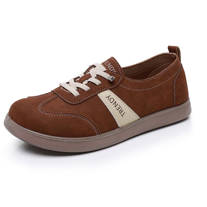 Туфли женские 2025 весна новая мода мягкая подошва повседневная обувь нескользящая универсальная шнуровка спортивная обувь круглый носок балетки