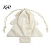 Reusable Fabric Gift Wraps Christmas Tree Shaped Bag, Drawstring Treat Goody Bags with Pompoms Durable Polyester Sacks Bells, Winter Present Wrapping