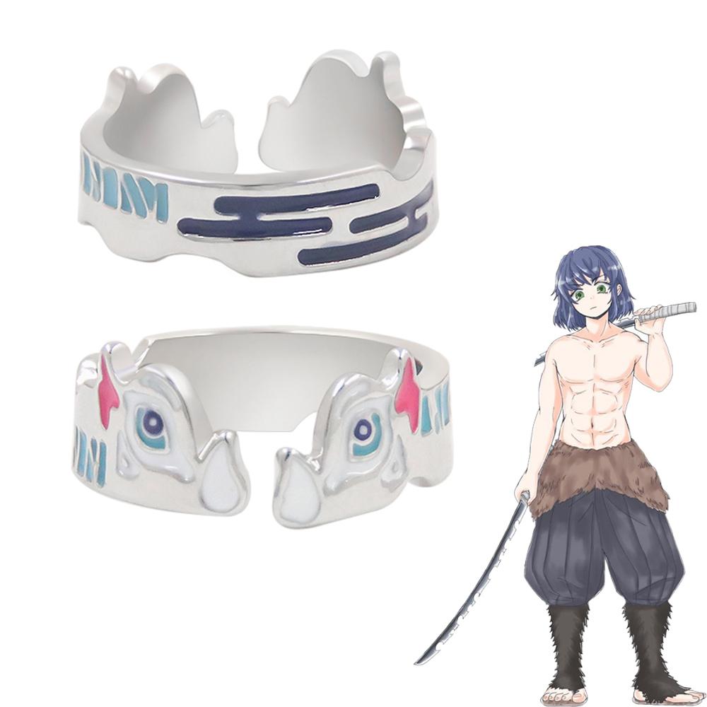 Anime Demon Slayer Ring Kimetsu No Yaiba Kamado Tanjirou Inspired Adjustable Ring For Fans Cosplay Props Jewelry Gift