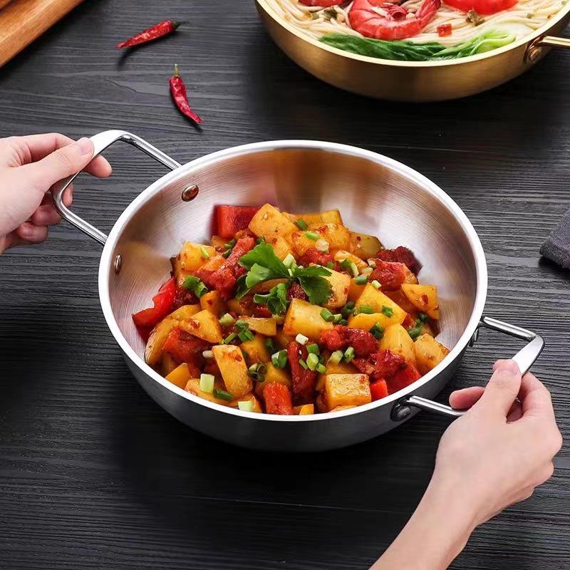 Рамен по-корейски и горшочек с лапшой из улиток: Кастрюля из нержавеющей стали с двумя ручками для индукции и хот-пота