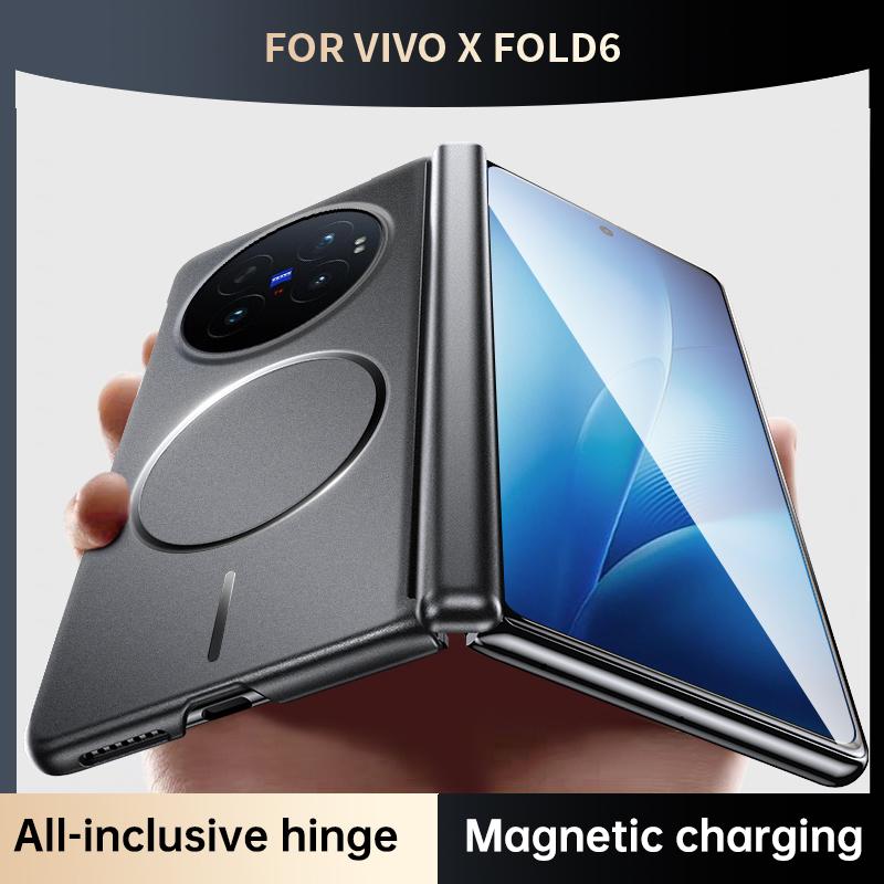 Защитный чехол на шарнир для Magsafe Для VIVO X Fold 6 Магнитная металлическая краска Жесткий ПК Откидная складная крышка телефона Для VIVO X Fold6