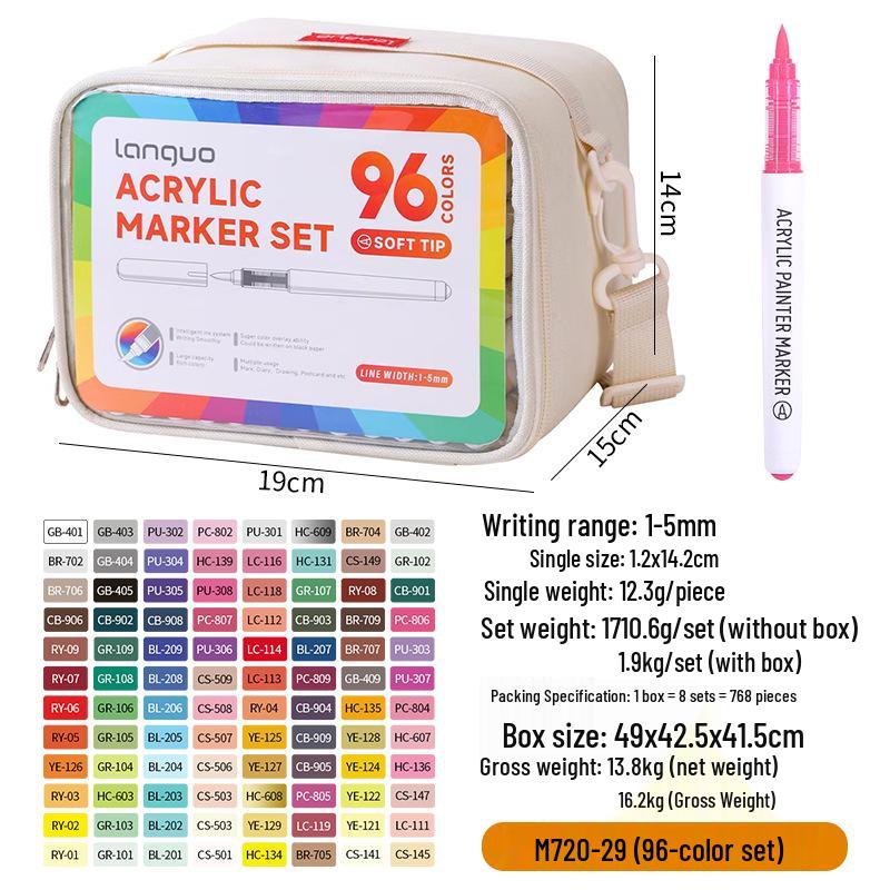 Набор акриловых маркеров Blue Fruit 240 цветов с мягким наконечником для студенческих граффити и рисования