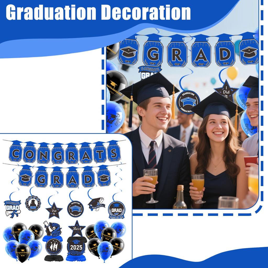 Graduation Season Themed Party Decoration Graduation Flag Honeycomb Ornaments