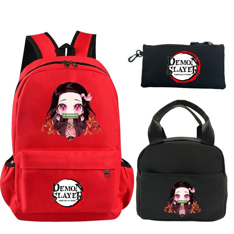 3 шт./компл. рюкзак «Убийца Демонов» с принтом, сумка для обеда, пенал для подростков, детский школьный рюкзак для девочек и мальчиков