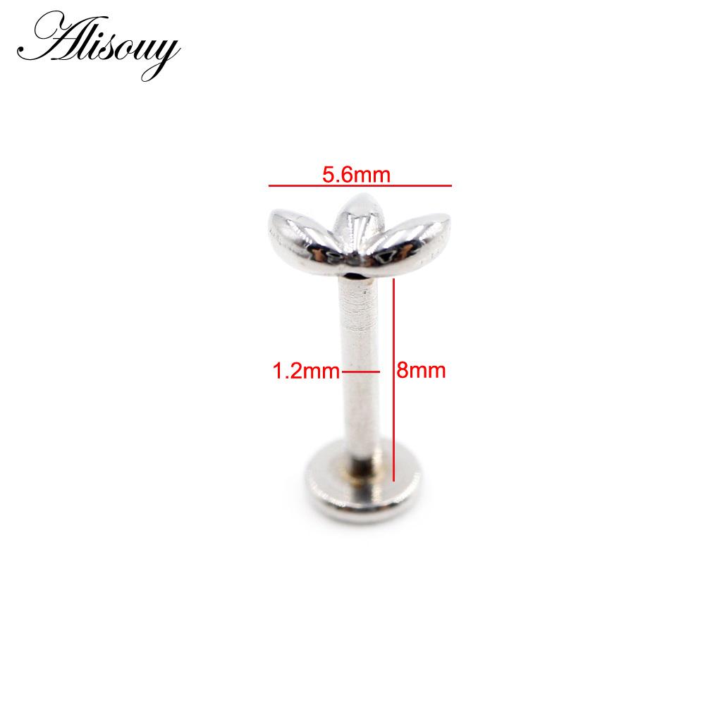 Alisouy 1PC Нержавеющая сталь Собака Следы Лист 16G Tragus Helix Bar Лабрет Губное кольцо Хрящ Ухо Серьги Пирсинг Украшения для тела