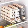 Fridge Egg Storage Box Four Tiers Automatic Rolling Large Capacity Space-Saving 30 Egg Organizer Refrigerator Side Door Dispenser Egg Carton