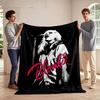 High-contrast black-and-white singer with pink "Blondie" script text. for all seasons blanket lunch break throw gift