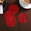 Rose Shape Round Coasters PVC Heat Resistant Table Mats Tabletop Protection Coasters Cup Cushion for Kitchen Restaurant Bar