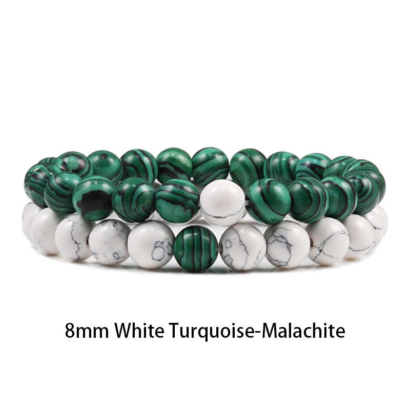 Set Bracelet Couples Distance Black White Natural Lava Stone Tiger Eye Beaded Yoga Bracelets for Men Women Elastic Rope Jewelry