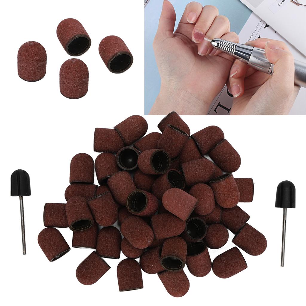 80# Grit Nail Art Sanding Heads Manicure Polishing Grinding Nail Drill Bits Sanding Bands Set