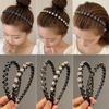 Модный обруч для волос со стразами и жемчугом, нескользящая черная расческа с волнистыми зубцами, ленты для волос с цветком, инструмент для прически с челкой для женщин и девочек
