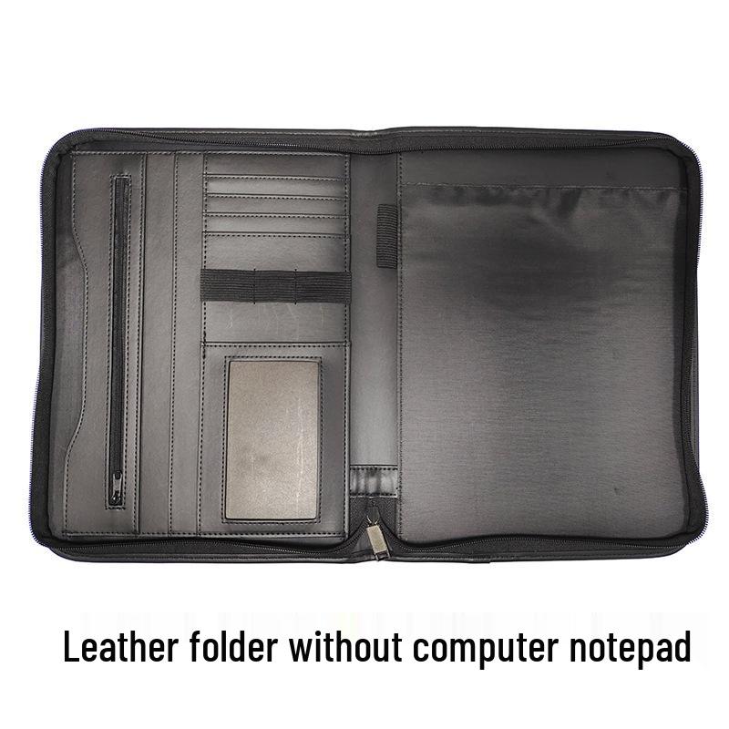 A4 PU Leather Business Folder with Calculator and Zipper