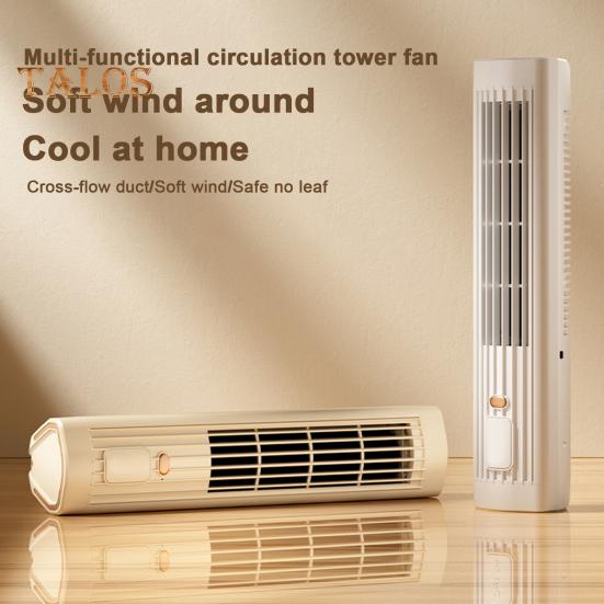 Portable Tower Bladeless Fan Air Conditioner with 3 Speeds Strong Airflow Quiet Operation Vertical Horizontal Desk Fan