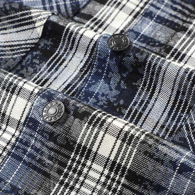 Vintage Plaid Shirt Oversized Outerwear Man Jackets Plus Size 4XL-11XL Casual Long Sleeve Top