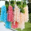 12 Pcs Artificial Wisteria Flowers UV Resistant Faux Wisteria Flowers Hanging Fake Flowers Vine for Patio Party Backdrop Home Indoor Decorations