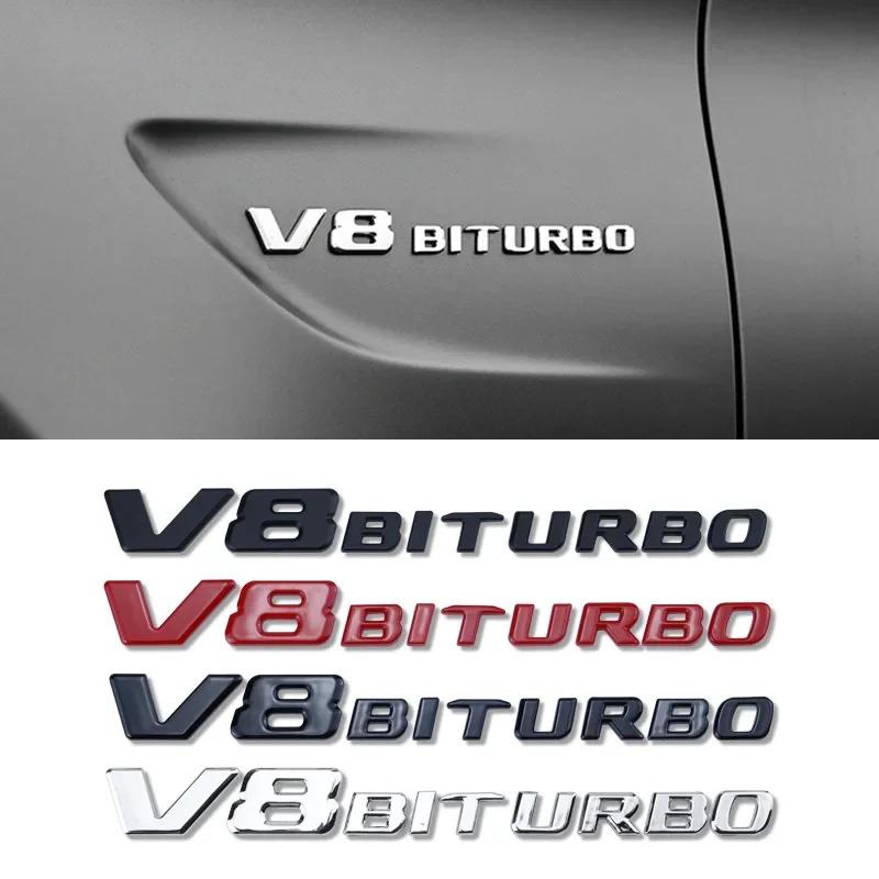 ABS V8 BITURBO Letter Logo Car Sticker for Mercedes Benz Twin Turbo Logo Fender Modification Accessories Label Decorative Decal BG1