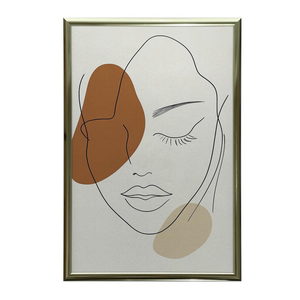 Calm Femininity In Line Calm Femininity In Line, 30X40 Cm, Dark Brown Wooden Frame, 230 Gsm Matte Paper