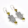 Citrine Gemstone Handmade 925 Silver Plated Jewelry Earring 2.08"