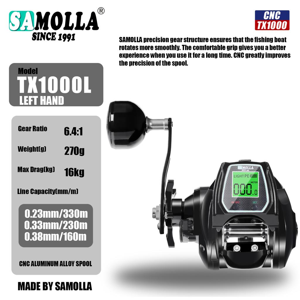 New Large Deep Sea Electronic Fishing Reel Baitcasting Saltwater Waterproof 6.4:1 16KG Drag Catfishing Trolling Metal Base