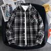 Dm Loose and Fashionable Plaid Shirt Long Sleeved Shirt Oversized 9XL Shirt