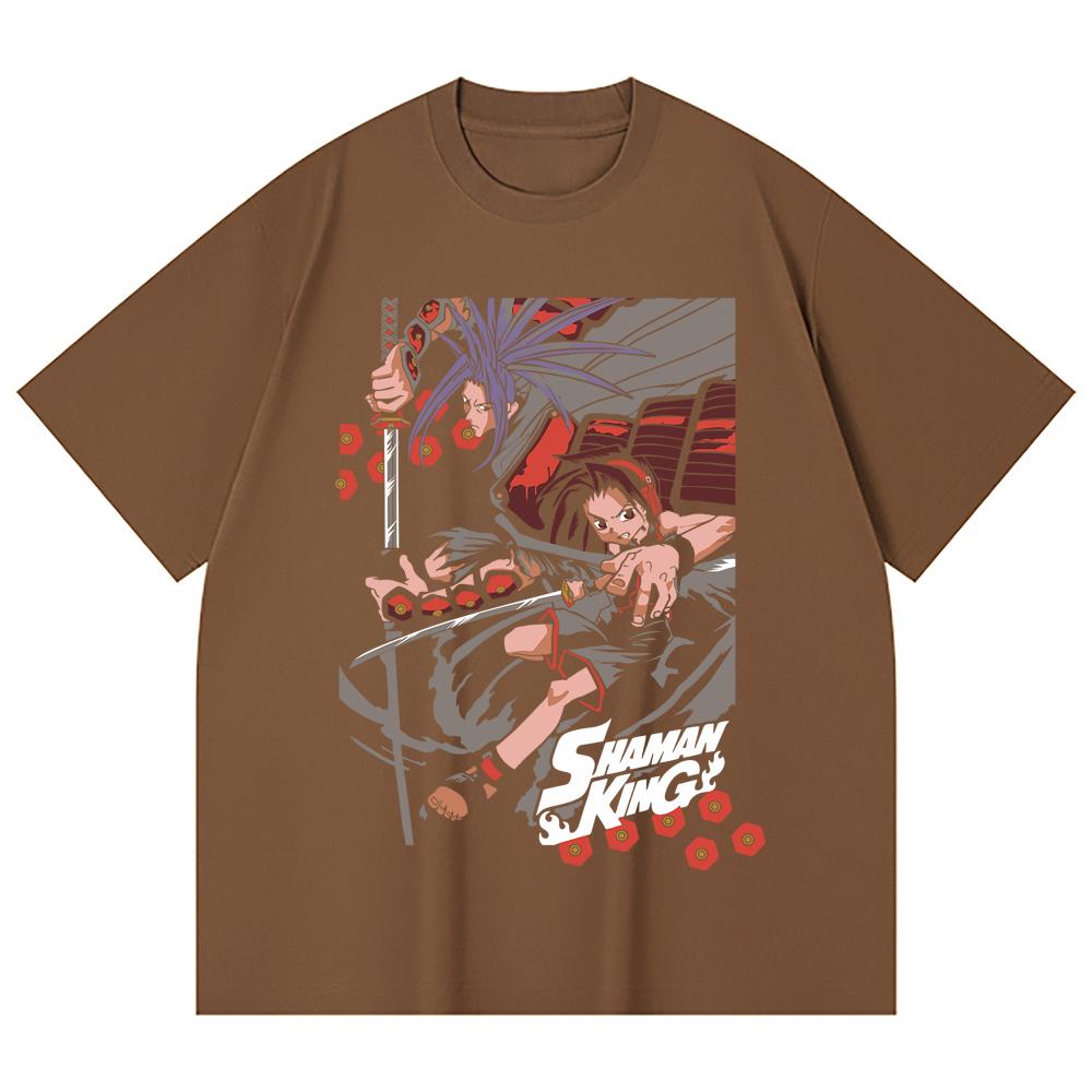 Унисекс футболка из 100% хлопка плотностью 230 г/м² с принтом Shaman King V1, тяжелый хлопок