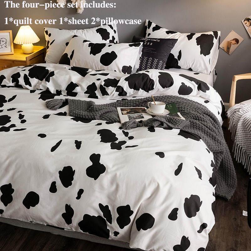 Простыня из четырех предметов в хлопковую полоску в простом интеллектуальном стиле, пододеяльник, наволочка, комплект домашнего постельного белья, двуспальная кровать