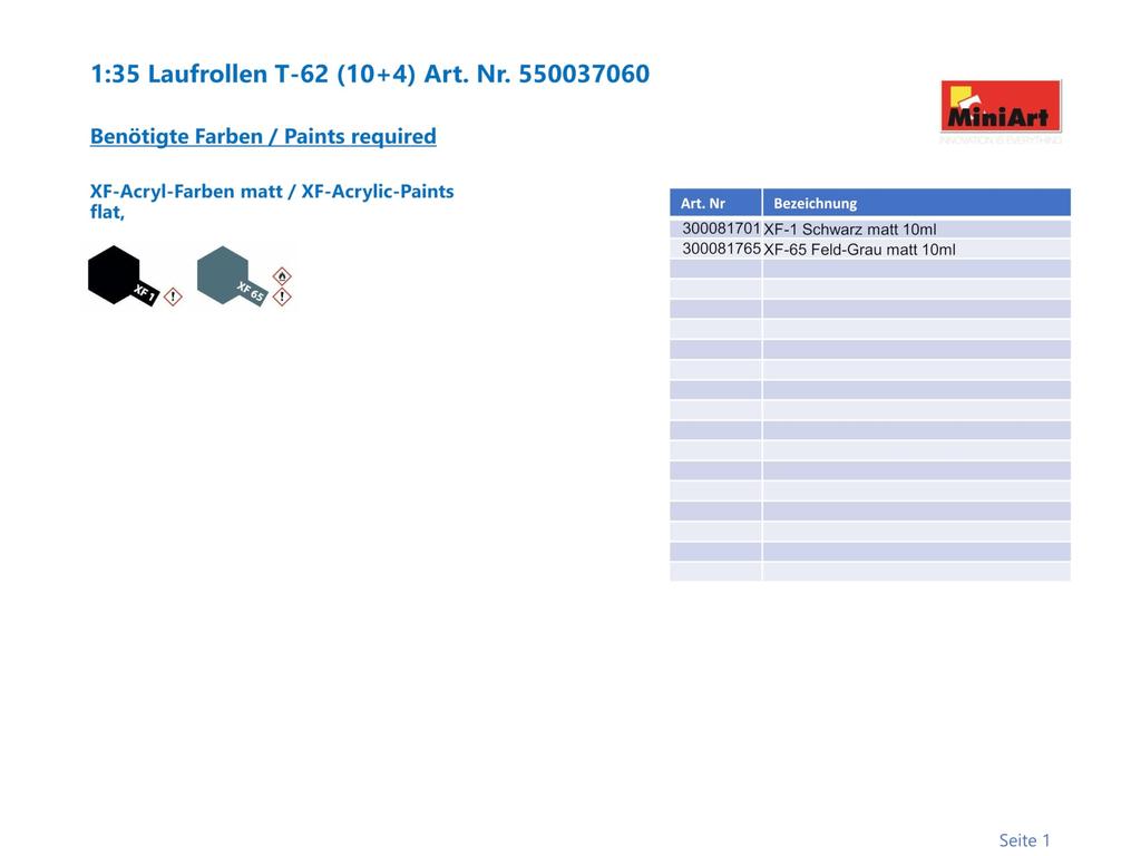 MiniArt Wheel Plastic Model MA37060 1/35 T-62 Set, Parts,
