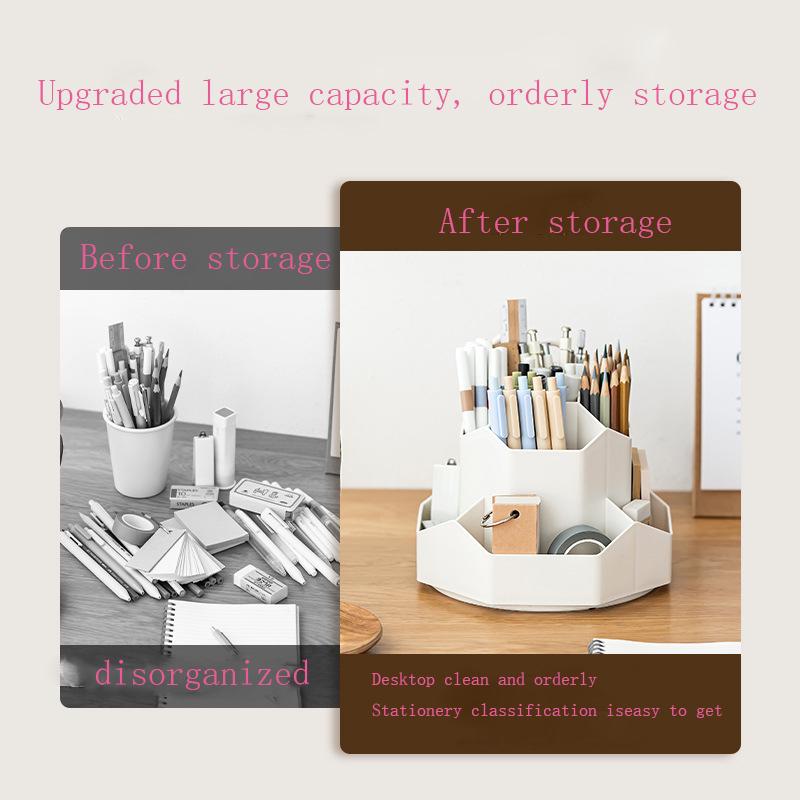 Вращающийся на 360 градусов держатель для ручек, настольный органайзер для канцелярских принадлежностей, большая емкость, пластиковый контейнер для хранения кистей для макияжа