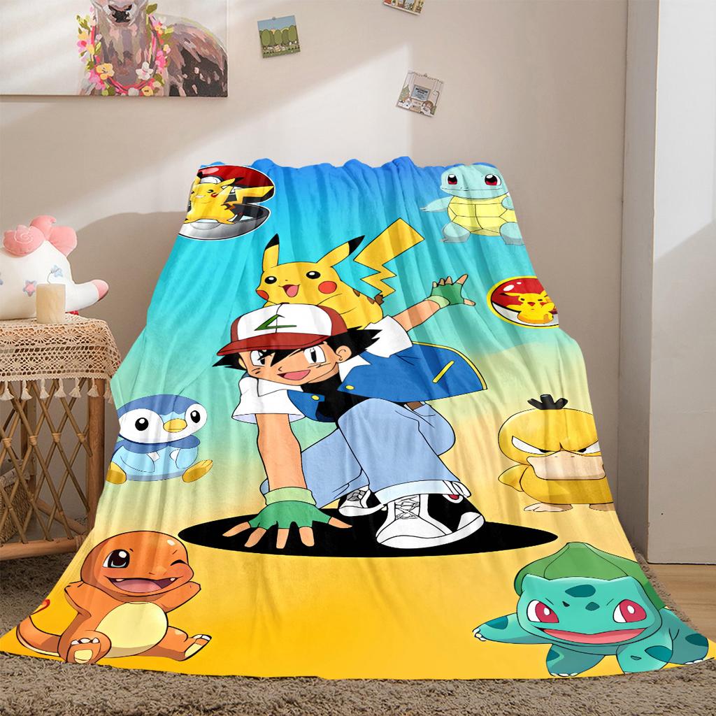 Pokemon Anime Print Blanket Warm Comfortable Flannel Cover For Bedrooms, Sofas, Beds, Chairs LXR125
